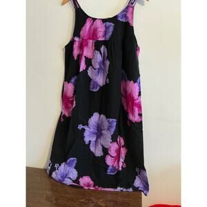 Gust Leve Floral Sleeveless Dress Women size 2X Black Purple pink flowers